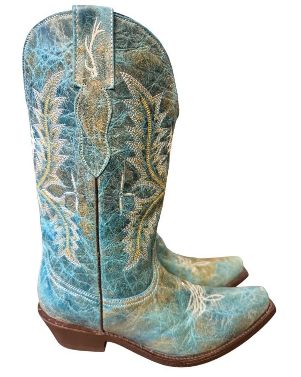 Vintage Cabela's Turquoise Snip Toe Cowboy Boot Women size 7.5